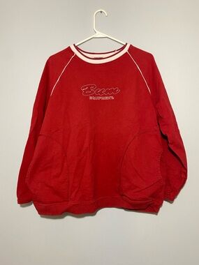 Equipment Red Crewneck Sweater with White Trim